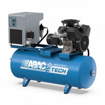 Compressor met twee zuigers ABAC Industrial ATL 2 270D 10 400/3/50 CE | 10 bar | 2 pk/1.5 kW | 204 l/min | 270 l | 400V | Met koeldroger