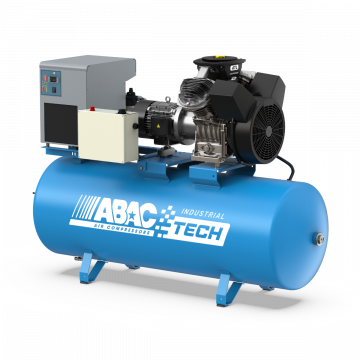 Compressor met twee zuigers ABAC Industrial ATL 5.5 270D 10 400/3/50YD CE | 10 bar | 5.5 pk/4 kW | 504 l/min | 270 l | 400V | Ster-driehoekschakeling | Met koeldroger